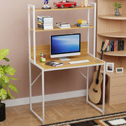 Lukzer 3-Layer Metal & Wooden Computer Desk & Study Table with Bookshelf (MST-006/White)