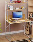 Metal & Wood Computer Desk with 3 Shelves | (MST-006)