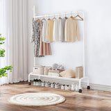 Lukzer Single Pole Garment Stand – 110cm with 1-Bottom Shelf MGR-007 (Black/Gold/White)