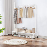 Lukzer Single Pole Garment Stand – 110cm with 1-Bottom Shelf MGR-007 (Black/Gold/White)