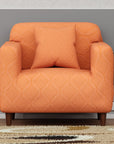 Jacquard Sofa Cover (Pastel Orange Diamond Pattern)