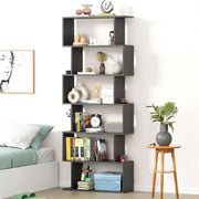 Lukzer 6-Layer S-Shaped Ladder Engineered Wood Open Bookshelf Rack (MR-002, Wenge)