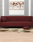 Jacquard Sofa Cover (Pastel Deep Maroon Diamond Pattern)