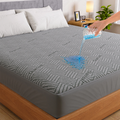 Lukzer 100% Waterproof Charcoal Fabric Mattress Protector/Mattress Cover / Queen Size - (75" x 60" Inches) - (6.3 x 5 ft)