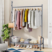 Lukzer Single Rod Garment Rack with Bottom Shelf | Cloth Organizer for Hanging Kurtas, Jackets, Bags in Bedroom, Office, Hostel & More (MGR-003)