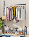 Lukzer Single Rod Garment Rack with Bottom Shelf | Cloth Organizer for Hanging Kurtas, Jackets, Bags in Bedroom, Office, Hostel & More (MGR-003)