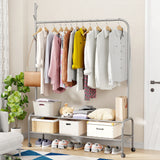 Lukzer 2-Bottom Shelf Garment Stand – Single Pole, (MGR-008) 110cm (Gold/Black/White/Deep Sea/Pink/Grey)