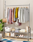 Lukzer Sturdy Garment Stand – 2 Bottom Shelves, Mesh Design, MGR-004 - 110cm (Gold/White/Black/Deep Sea/Pink/Grey)