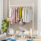 Lukzer Single Rod Garment Rack with Bottom Shelf | Cloth Organizer for Hanging Kurtas, Jackets, Bags in Bedroom, Office, Hostel & More (MGR-003)