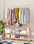 Lukzer Sturdy Garment Stand – 2 Bottom Shelves, Mesh Design, MGR-004 - 110cm (Gold/White/Black/Deep Sea/Pink/Grey)