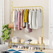 Lukzer Single Pole Portable Metal Garment Rack with Bottom Shelf (MGR-007/Gold)