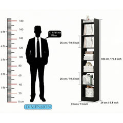 Lukzer 6 Layer Engineered Wood Bookshelf Multipurpose Rack (MR-005/Black)