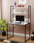 Metal & Wood Computer Desk with 3 Shelves | (MST-006)