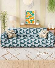 Lukzer Polyester Sofa Cover - Grey & White Triangle (SC-037-01)