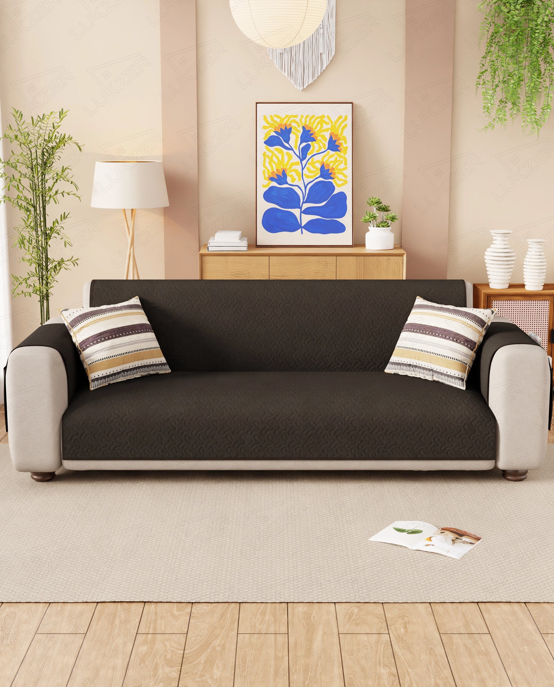 Lukzer Quilted Sofa Mat Stipple Dark Brown (SC-207-01)
