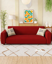 Lukzer Polyester Sofa Cover  Plain Red (SC-032-01)