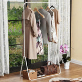 Lukzer Minimalist Single Rod Garment Stand with Coat Hanger – Modern Look (Black/White, 150x81.5x41.5cm)