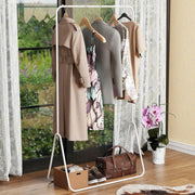 Lukzer Minimalist Single Rod Garment Stand with Coat Hanger – Modern Look (Black/White, 150x81.5x41.5cm)