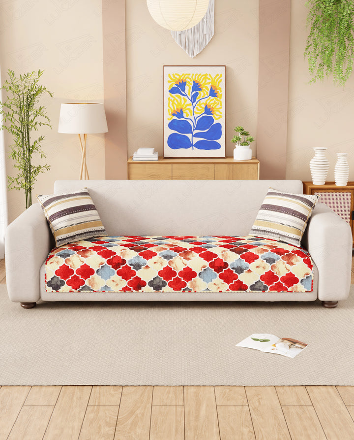 Lukzer Quilted Reversible Dessert Jewel Sofa Mat with WaveEdge Ultrasonic Cut (ONLY SEAT COVER) - SC-202-01WE