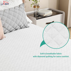 Lukzer Quilted Cotton Waterproof Mattress Protector   White (MTP-QWH-001)