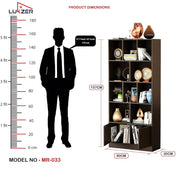 Lukzer 12 Open Cube Bookcase with Push Latch Doors & 2 Bottom Shelf (MR-033/Wenge)