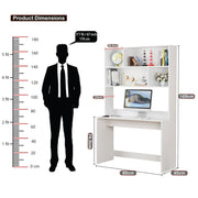 Lukzer Multi-Purpose Study & Computer Desk with Bookshelf Made with Engineered Wood (ST-008/White)