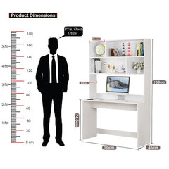 Lukzer Multi-Purpose Study & Computer Desk with Bookshelf Made with Engineered Wood (ST-008/White)