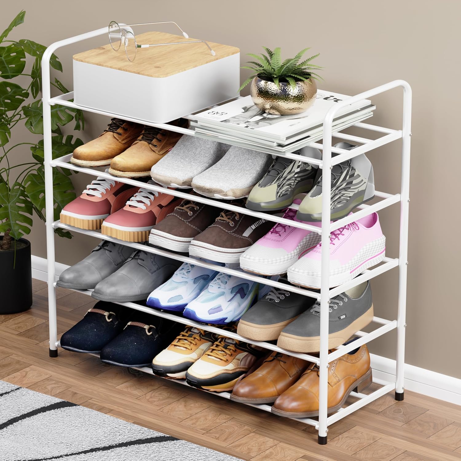 Shoe Rack/Open Display Rack | (White/Metal)