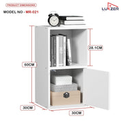 Lukzer Engineered Wood 2 Layer Storage Cabinet with Open Display Rack (MR-021/White)