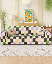 Lukzer Polyester Sofa Cover - Multi Color Square (SC-041-01)