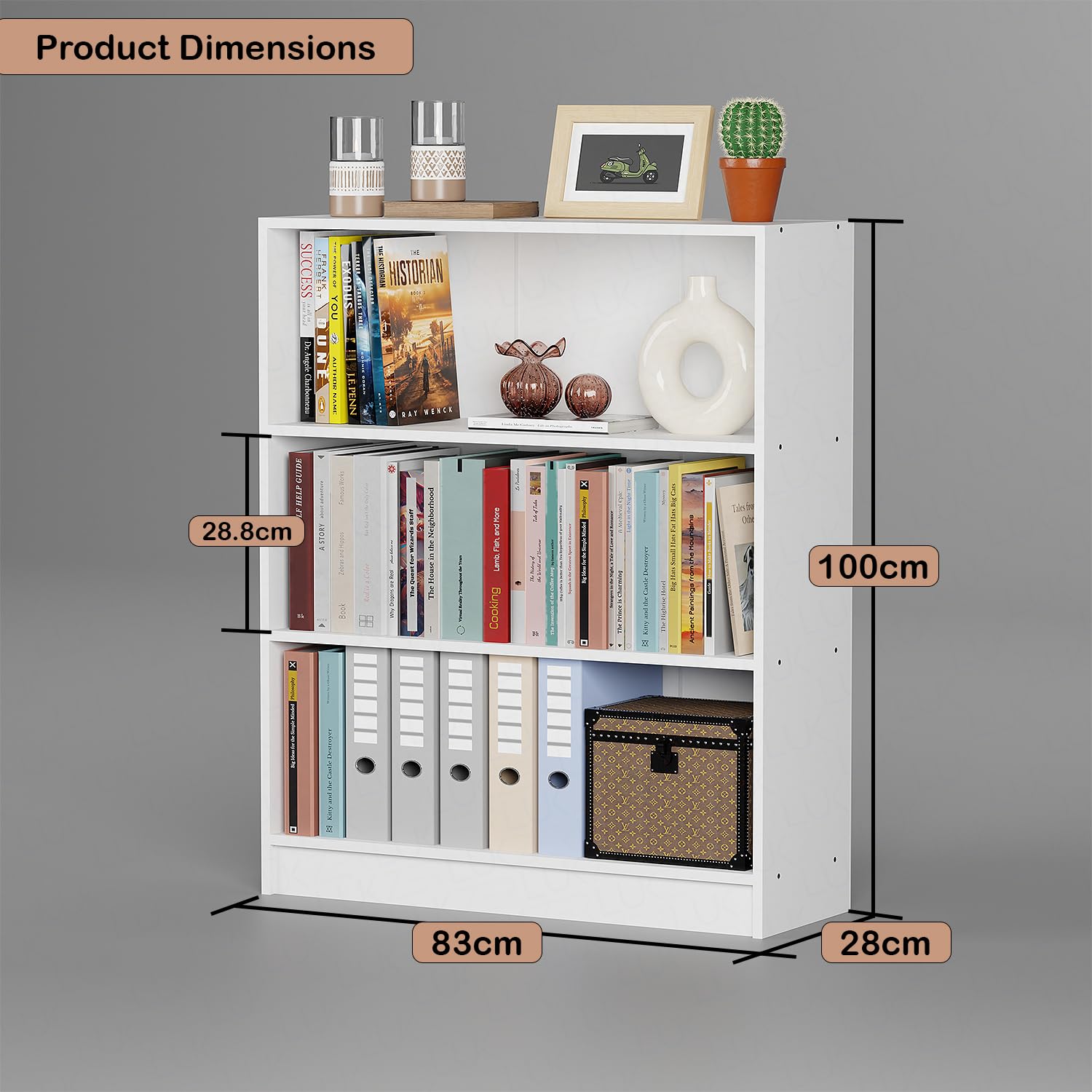 Lukzer 3‑Tier Engineered Wood Multipurpose Open Storage Organizer (MR‑014/White)