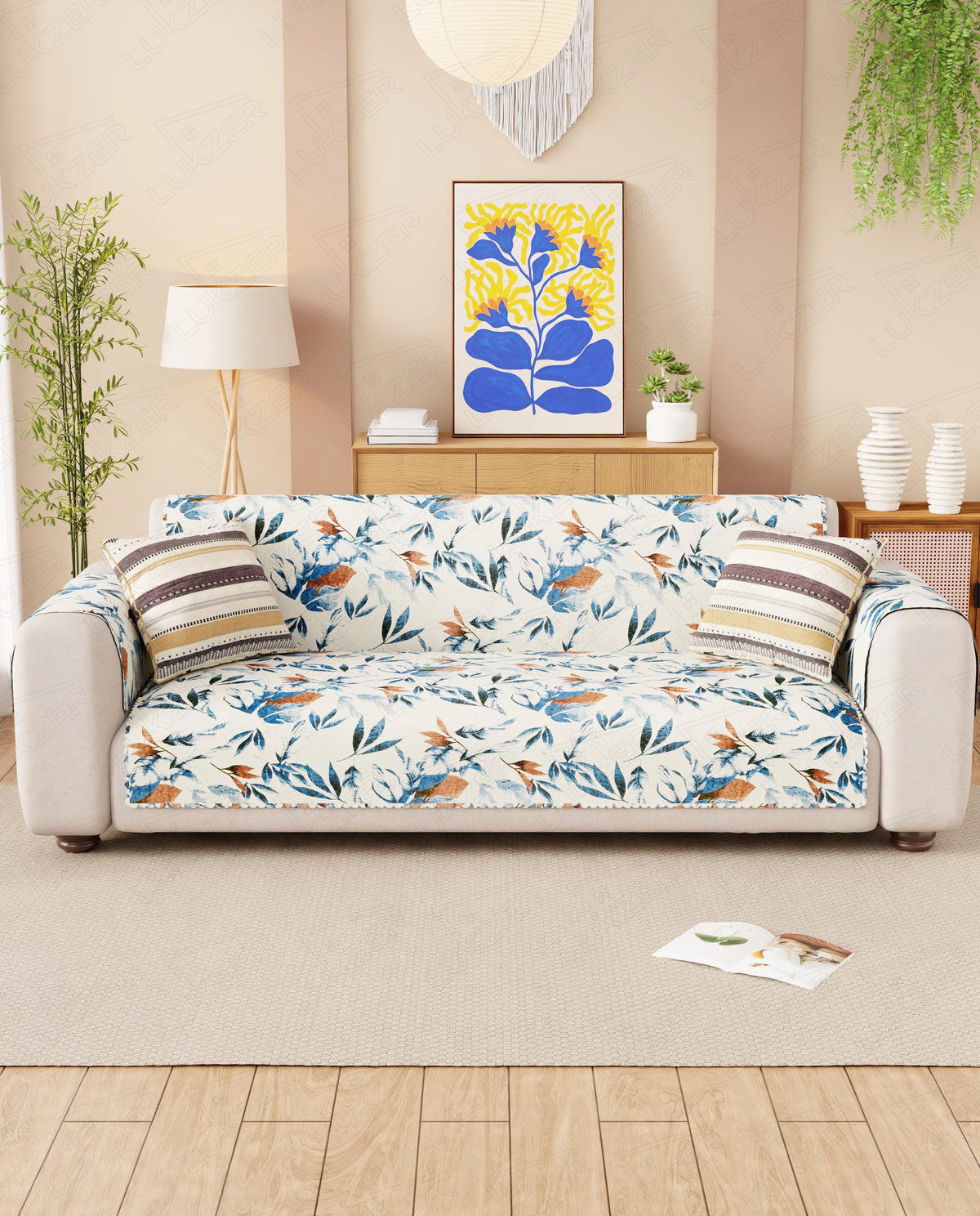 Lukzer Quilted Reversible Marble Mesh Sofa Mat with WaveEdge Ultrasonic Cut (WITH BACK & HAND REST) - SC-204-01WB
