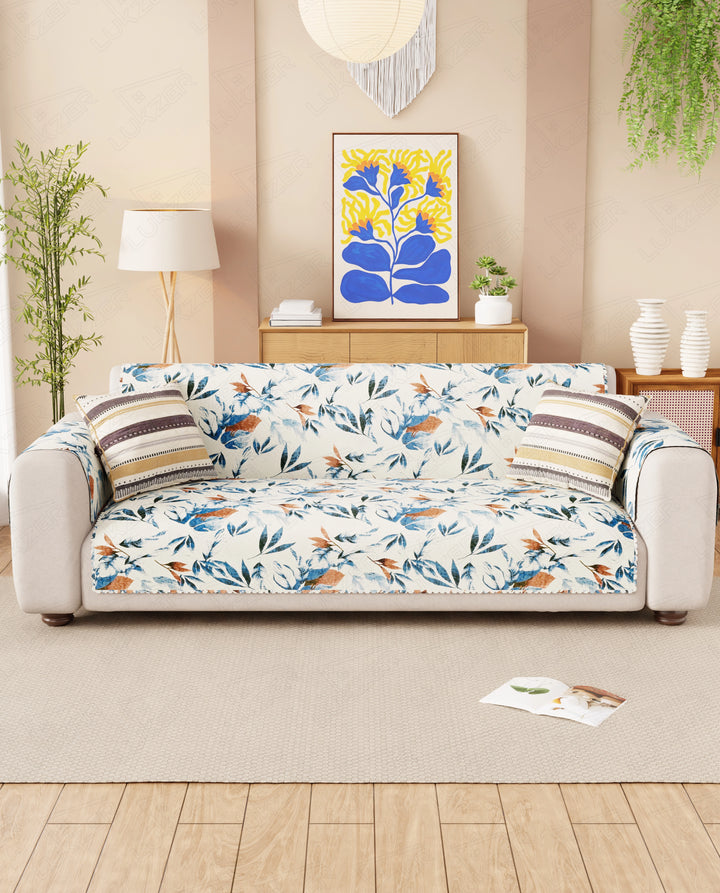 Lukzer Quilted Reversible Marble Mesh Sofa Mat with WaveEdge Ultrasonic Cut (WITH BACK & HAND REST) - SC-204-01WB