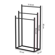 Lukzer Freestanding Sturdy Metal 3-Bar Towel Hanging Stand (MGS-007/Black)