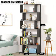 Lukzer 6-Layer S-Shaped Ladder Engineered Wood Open Bookshelf Rack (MR-002, Wenge)