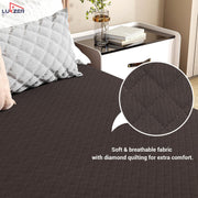 Lukzer Quilted Cotton Waterproof Mattress Protector Dark Brown (MTP-QDB-001)
