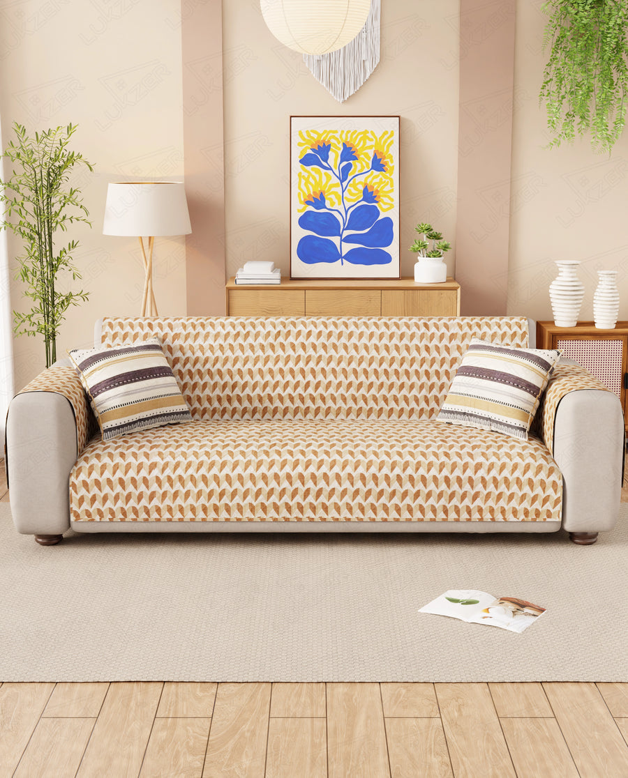 Lukzer Reversible Quilted Sofa Mat with Arms Rhythmic Arcs (SC-181-01/A)