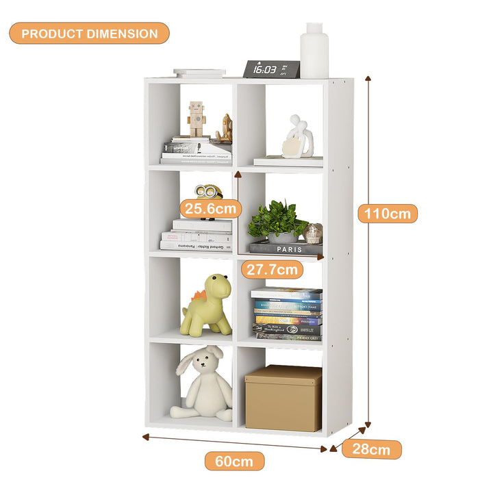 Lukzer 8 Cube Shelf Engineered Wood Bookshelf Storage Organizer (MR-009/White)