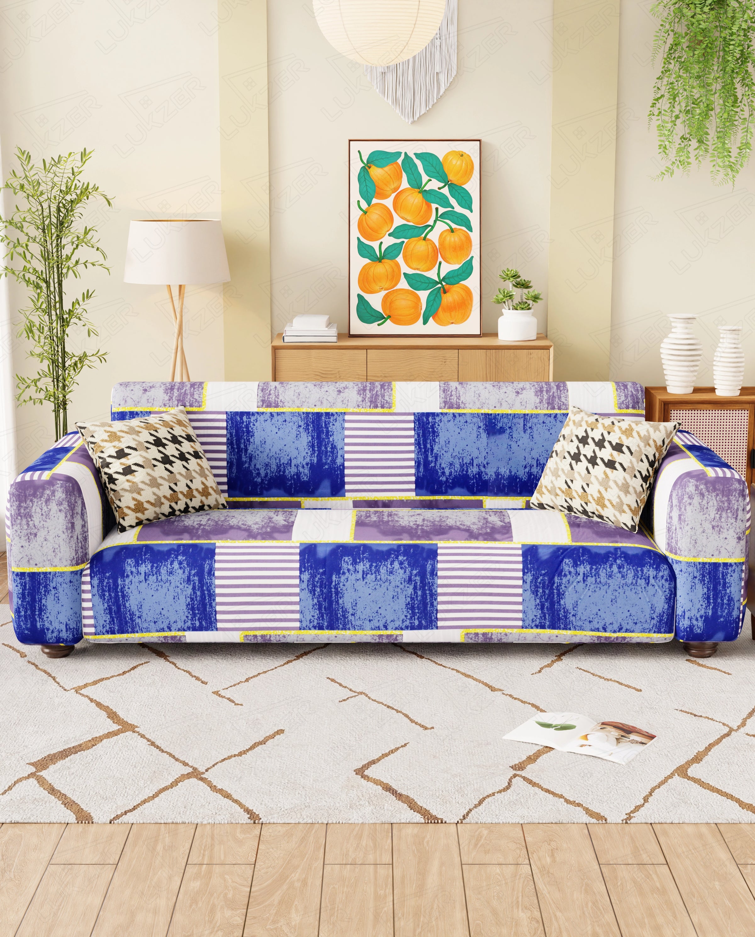 Lukzer Polyester Sofa Cover - Multi Patch (SC-042-01)