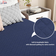 Lukzer Quilted Cotton Waterproof Mattress Protector Blue (MTP-QBL-001)