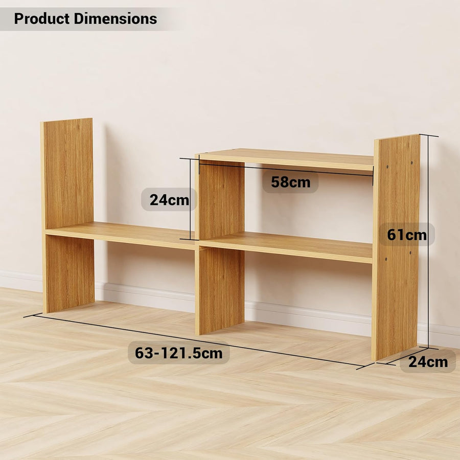Lukzer Adjustable 5-Tier Bookshelf Multi-Functional Storage Rack Engineered Wood (MR-011/Oak Light)