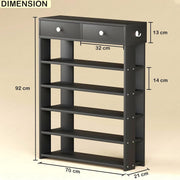Lukzer 5-Tier Shoe Rack with Storage Drawers Engineered Wood Shoe Organizer (SR-001/Black)