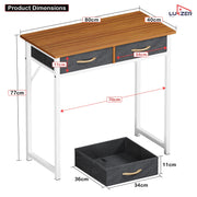 Lukzer Metal & Engineered Wood Office & Study Computer Desk with Drawer (STM-006/White & Oak Brown)