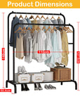 Lukzer Heavy-Duty Double Garment Rack with Bottom Storage – (MGS-002)(White, Gold, Black, Rose Gold, Silver)