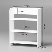 Lukzer 3‑Layer Rounded Edges Engineered Wood Open Rack Cabinet Bookshelf (MR‑016/White)