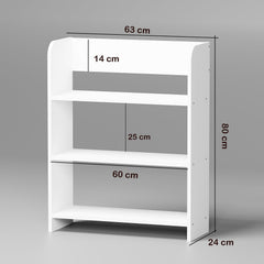 Lukzer 3‑Layer Rounded Edges Engineered Wood Open Rack Cabinet Bookshelf (MR‑016/White)