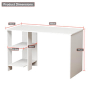 Lukzer Engineered Wood Study & Computer Table Office Desk with Bookshelf (ST-007/ White)