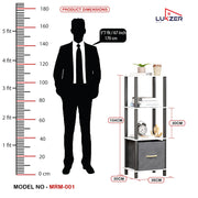 Lukzer 4-Tier Engineered Wood Bookshelf with Fabric Drawer (MRM-001/White)