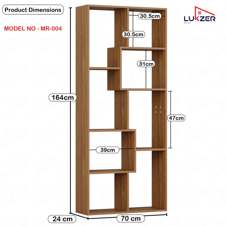 Lukzer 8 Shelves Modern Engineered Wood Book Shelf with Storage Display Rack (MR-004/Oak Brown)