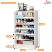 Lukzer Heavy-Duty 6 Layer Open Shoe Organizer Rack Stand (SR-005/White)